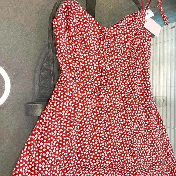 fitted lace wedding dress Alana Red Polka Dot Maxi Dress – Haute Attitude main image 1